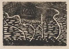 Milton Avery, Trees by the Sea (L. 53), 1953, Woodcut, on Japanese paper, with margins