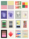Josef Albers, The Interaction of Color, 1963, The set of 75 screenprints in colors (lacking plates IV-3; VIII-1; VIII-2; XI-1; and XVI-1), on wove paper, with full margins, some with cut-out overlays, the sheets loose and folded (as issued), with the accompanying hardcover text in English and softcover commentary in English, all contained in the original black paper portfolio box and brown cloth-covered slipcase