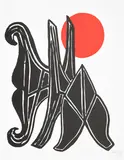 Alexander Calder, Jeune fille et sa suite (Young Woman and Her Suitors), 1972, Lithograph in colors, on Rives BFK paper, with full margins