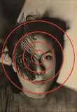 György Kepes, Juliet (with peacock feather and red concentric circles), 1937-1938, Gelatin silver print with gouache