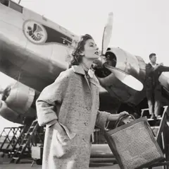 Georges Dambier, Suzy Parker, Casablanca Airport, Elle, 1953, Gelatin silver print, printed later