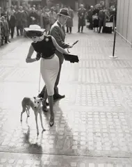 William Helburn, Simone D'Aillencourt with Whippet, Penn Station, circa 1959, Gelatin silver print, printed later