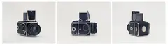Christopher Williams, Kiev 88, 4.6 lbs. (2.1 Kg), Manufacturer: Zavod Arsenal Factory, Kiev, Ukraine, Date of Production: 1983-87. Photography by the Douglas M. Parker Studio, Glendale, California, March 28, 2003, Dye transfer print triptych, printed 2003