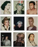 Andy Warhol, Nine Polaroids: Bianca Jagger; Uncle Sam; Muhammad Ali; Dennis Hopper; Self-Portrait in Fright Wig; Grace Jones; Jack Nicholson; Ladies and Gentlemen (Marsha P. Johnson); The American Indian (Russell Means), 1971-1986, Nine unique Polaroid prints