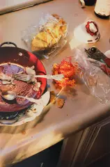 Untitled (countertop with dishes) by William Eggleston, 1989, Dye transfer print, printed 1999, sold Oct 2025