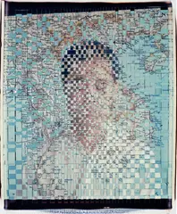 Dinh Q. Lê, Self Portrait, 1997, Unique work comprised of cut and woven large-format Polaroid prints and linen tape