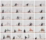 Robin Rhode, Piano Chair, 2011, Twenty-four chromogenic prints, each face-mounted to Plexiglas and flush-mounted to aluminum