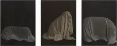 William Wegman, Man Ray Under Sheet, 1976, Gelatin silver print triptych