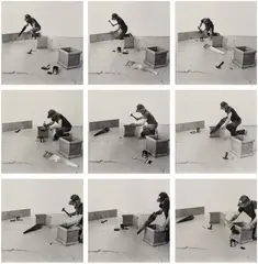 William Wegman, Building a Box, 1972, Nine gelatin silver prints