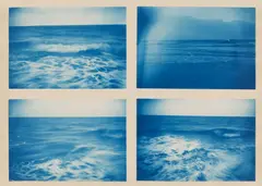 Anonymous, Selected Cyanotype Seascapes, late 1800s, Eight cyanotypes, mounted four to a sheet