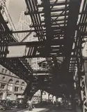 Berenice Abbott, "El" Second and Third Avenue Lines, Hanover Square and Pearl Street, 1936, Oversized gelatin silver print