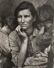 Migrant Mother, Nipomo, California by Dorothea Lange, 1936, Gelatin silver print, probably printed 1950s or 1960s, flush-mounted, sold Oct 2025