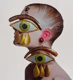 Irving Penn, Gaultier Eye Earrings, New York, 1998, Dye destruction print, printed 1998