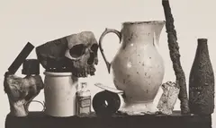 Composition with Pitcher and Eau de Cologne, New York by Irving Penn, 1979, Platinum-palladium print, printed 1981, sold Oct 2025