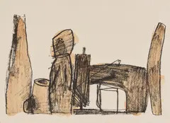 Sewing Machine and Four Objects by Irving Penn, 1996, Watercolor over platinum print, sold Oct 2025