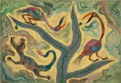 Chico da Silva, Bichos e Passaros (Animals and Birds), 1965, tempera on paper