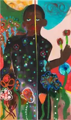 February James, Shining on the Inside, 2021, oil, watercolor, ink, acrylic and oil pastel on canvas