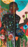 February James, Shining on the Inside, 2021, oil, watercolor, ink, acrylic and oil pastel on canvas