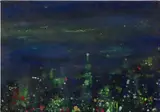 Stephen Tashjian, Untitled, New York Skyline, 1997, acrylic and glitter on canvas
