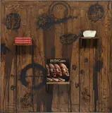 Rashid Johnson, North, 2013, branded oak flooring, black soap, wax, books, shea butter and vinyl