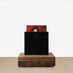 Titus Kaphar, Both King and Accomplice, 2008, oil on canvas and tar-covered steel container on wood base