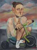 Jess Valice, Flat Tire on Maple Ave (Downtown), 2020, oil on canvas