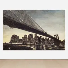 Yoan Capote, American Appeal (Bridge), 2009, oil, fish hooks, nails and canvas on plywood