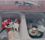 Jill Mulleady, Spray la vie, 2017, oil on canvas