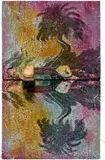 Noel W. Anderson, Dis' Uh So She A Shun, 2021, taxidermy chick, magenta mirror, bleach and dye on distressed and stretched cotton tapestry, in two parts