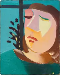 Blue Head with Window by Danielle Orchard, 2019, oil on linen, sold Mar 2024