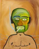 Marcus Jahmal, Green Smoker, 2017, oil and acrylic on canvas