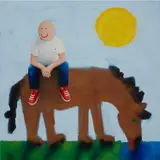 Hunter Potter, Back on the Horse, 2021, acrylic, spray paint and oilstick on canvas