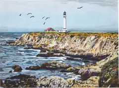 Hilary Pecis, Lighthouse Drawing, 2019, colored pencil on paper