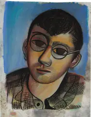 Self-Portrait by Louis Fratino, 2019, chalk pastel on paper, sold Mar 2024