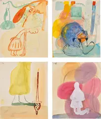 Amy Sillman, Four Works: (i-iv) Untitled, 1996, watercolor on museum board