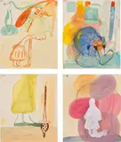 Amy Sillman, Four Works: (i-iv) Untitled, 1996, watercolor on museum board