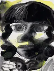 Dark Haired Girl by Dana Schutz, 2017, watercolor, gouache and acrylic on paper, offered Mar 2024