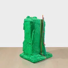Stump Speech by Rachel Harrison, 2008, wood, polystyrene, cement, acrylic and toy gun, sold Mar 2024