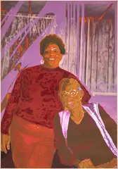 Amani Lewis, Etheline and Mary, 2022, acrylic, pastel and glitter on canvas