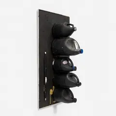 Henry Taylor, To Be Titled, 2012, wood, acrylic, spray paint and plastic bottles on wood panel with metal frame