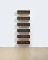 Donald Judd, Untitled, 1994, Cor-ten steel and black Plexiglas, in 6 parts