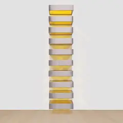 Donald Judd, Untitled, 1978, stainless steel and yellow fluorescent Plexiglas, in 10 parts