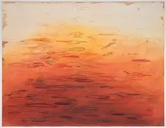 Emmi Whitehorse, Canyon Lake I, oil pastel on paper mounted to canvas