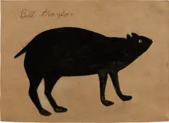 Bill Traylor, Black Bear, 1939–1942, poster paint and graphite on cardboard