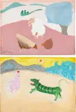 Milton Avery, The White Hen and Fantasy Creatures (double-sided)