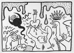 Untitled by Keith Haring, 1988, sumi ink on paper, sold May 2024