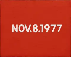 On Kawara, NOV. 8, 1977 (from Today Series, no. 23), liquitex on canvas with newspaper clipping in artist's box