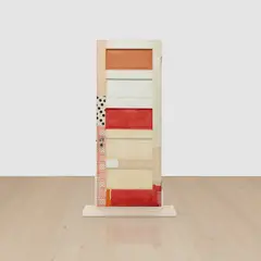 Robert Rauschenberg, Access, 1996, fabric and paper on painted wood door with brass and glass doorknobs, double-sided