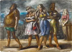 Reginald Marsh, Coney Island (double-sided), 1946, mixed media on paper, double-sided