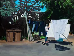 Caroline Walker, Washing Line, Early Morning, May, 2020, oil on linen